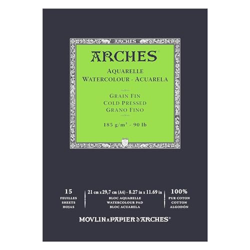 Arches A1795218 100% Fino 185g Aquarelle, Blanco Natural