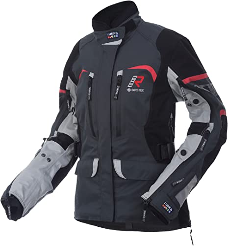 Rukka Rimorina Giacca tessile moto da donna, antracite/bianco/rosso, 42