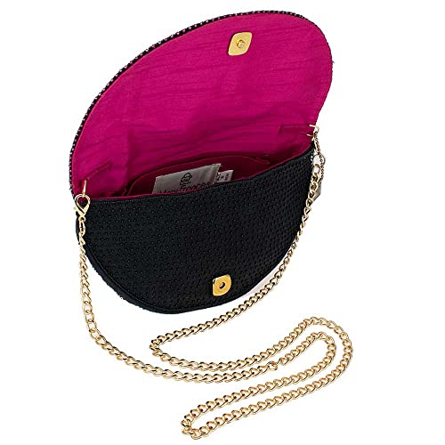 Image of Mary Frances Flirty Beaded Crossbody Handbag Clutch Gerbera Daisy Novelty Purse, Pink