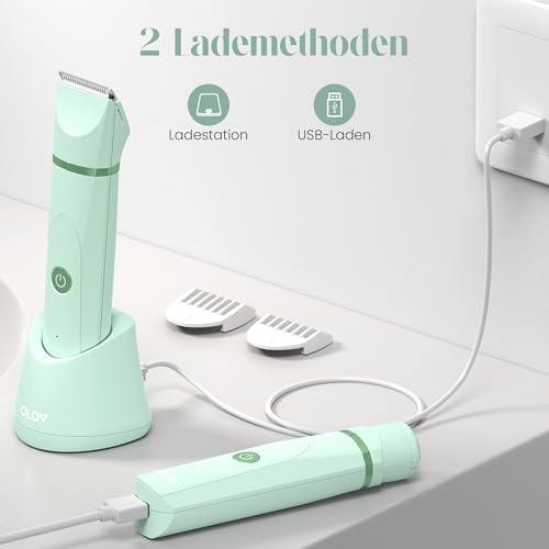 Intimrasierer für Frauen，Rasierer Damen für Achselbein Arm Körper Gesicht ，Rasierer Damen Intimbereich Nass- und Trockengebrauch, Wiederaufladbarer Damenrasierer Elektrisch mit USB Ladestati