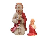 Rosario católico de resina pintado a mano con colgante de cruz, para decoración del hogar, altar, sala de oración, confirmación/bautismo (hombre)