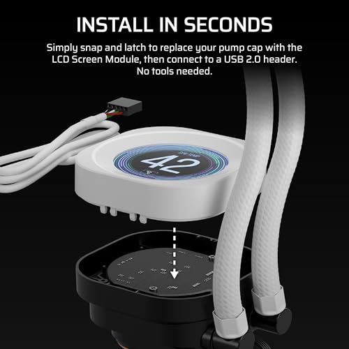 CORSAIR Nautilus RS LCD Module – for Nautilus RS and Nautilus RS ARGB AIO CPU Coolers – 2.1" IPS LCD Screen, Easy Tool-Free Installation – White - image 4