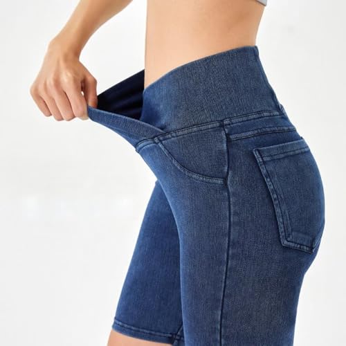 Girls Biker Shorts Crossover High Waist Jean Shorts Summer Bermuda Denim Pants with Pockets4