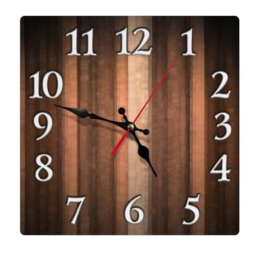 Britimes Square Wall Clock Silent Non Ticking Battery Operated Clock 12 Inch, Vintage Rustic Brown