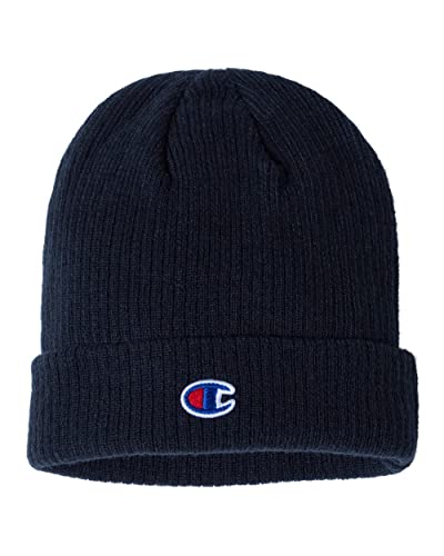 Champion - Ribbed Knit Cap - Cs4003 - One Size - Navy #TOP27