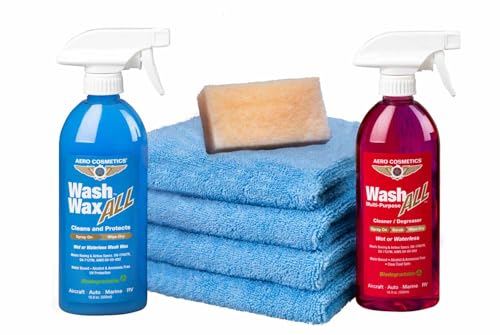 Aero Cosmetics Waterless Aircraft Wash Wax Starter Kit, Clean Aircraft Inside and Out. All Aircraft Surfaces, Including Windows, Leading Edges.