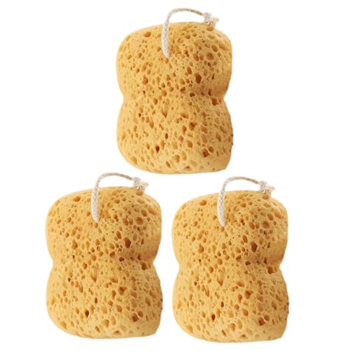 SOESFOUFU 3 esponjas de baño naturales: Esponja de ducha exfoliante profunda - de baño de alta densidad con diseño de panal para hombres y mujeres, ideal para el y el spa en casa.