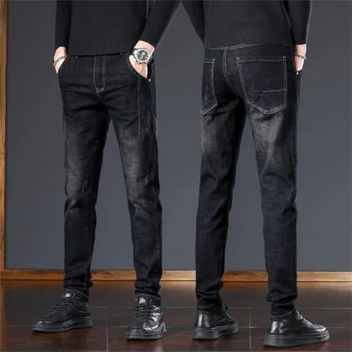 Men's Slim Jeans Elastic Washed Denim Pants Straight Embroidery Trousers Fashion Trendy Clothing4