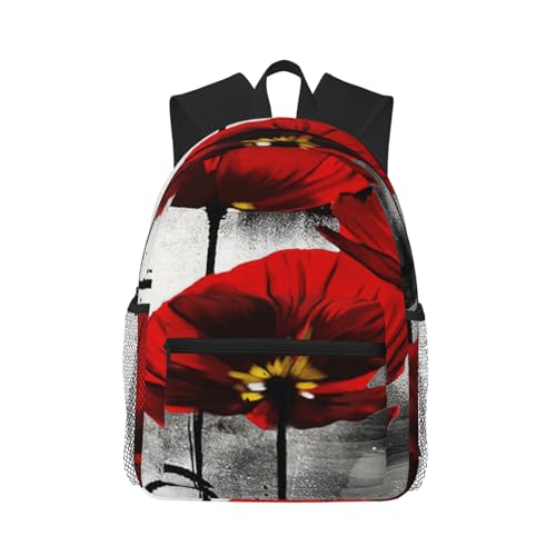 Sac à dos d'école imprimé coquelicot imperméable pour l'université