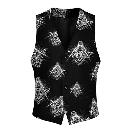 Masonic Freemason Square Compass Suit Vest for Men Casual Business Tuxedo Slim Fit Suit Vests Lightweight Waistcoat3