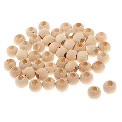 SNAPPSY 4x50 Pieces Large Hole Round Loose Wooden Beads 20MM-image-33
