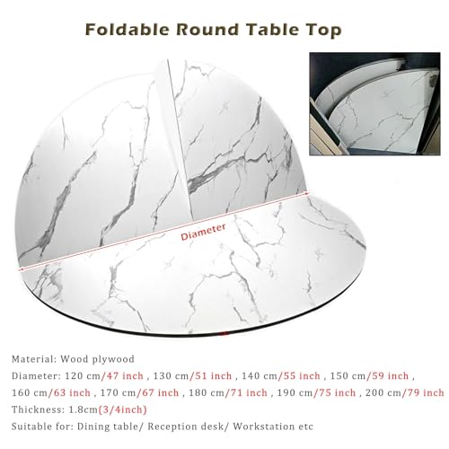 Plateau de table à manger rond blanc pliable de remplacement 1,2 m extérieur
