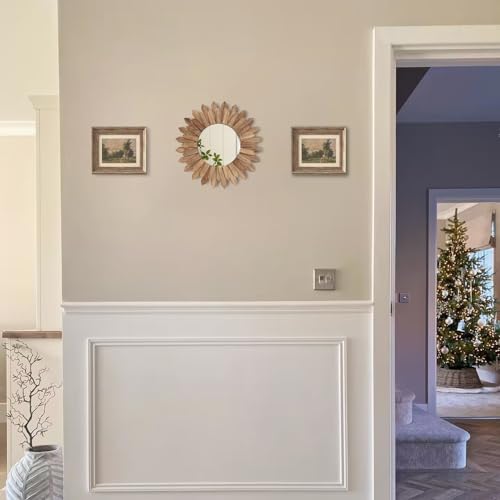 Losour Mirror Wall Decor 12 Inch Rustic Round Wood Mirror Wall Mirror Decorative Boho Wall Decor Sunburst Mirror Boho Mirror Home Wall Decor Farmhouse Wall Decor For Bedroom Living Room Entryway thumb #5