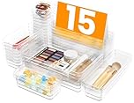 A-LuGei 【Military Grade】 Drawer Organisers, 【4𝗦𝗶𝘇𝗲】 Clear Makeup organiser, 【Holds 88 Items】 Bathroom Organisers and Storage, Plastic Organiser Divider, Cosmetic Tool Trays for Office Vanity