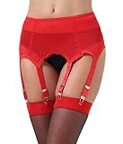 E-Laurels Sexy Women's Mesh Suspender/Garter Belt with Six Straps Metal Clip for Thigh High Stocking