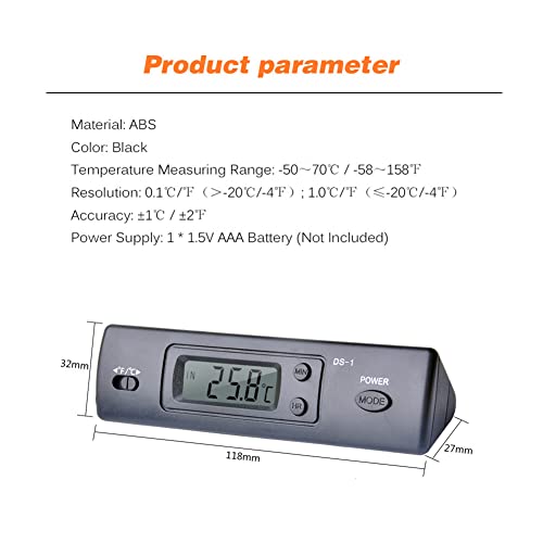 SPORTARC Elektronisches Thermometer Auto Multifunktionszeit Temperatur Anzeige mit Sonde