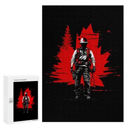 Lineman with Canada Flag Vertical Wooden Jigsaw Puzzles for Adults Challenge Intelligent Puzzle Letter on Back Picture Home Decor