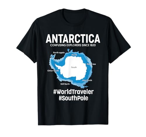 Antártida Confundir Continente Geografía Divertido Mapa Antártico Camiseta