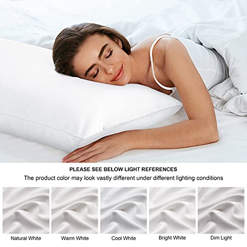 Maxxdecoo Body Pillow Pillowcase With Embroidery Design, Viscose From Bamboo Cooling Pillow Cases For Hot Sleeper & Night Sweats - Breathable & Soft Full Long Body Pillow Cover, White, 20"X54" #TOP5