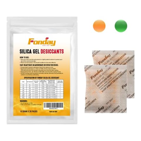 10g x 30 Stück wiederaufladbare Silikagel-Trockenmittel-Pakete Fonday Lebensmittelqualität schnelle Reaktivierung Trockenmittelbeutel Feuchtigkeitsanzeige orange bis grün Cover