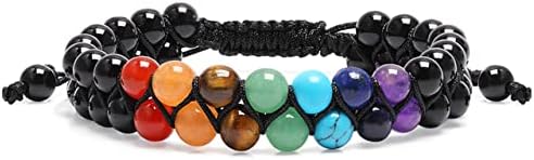 XIANNVXI 7 Chakra Bracelets for Women Men Crystal Bracelets Gemstones Beaded Bracelets Double Layer Adjustable Rope Healing Beacelets