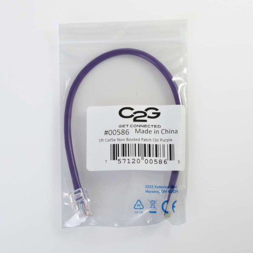 Image of C2G 00948 Cat5e Cable - Non-Booted Unshielded Ethernet Network Patch Cable, Purple (6 Inches)