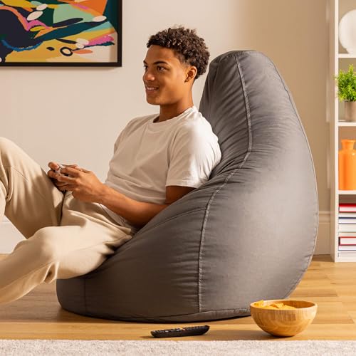 Bean Bag Bazaar Dalton Gaming Sitzsack für Erwachsene, Dunkelgrau, Indoor Outdoor Sitzsack mit...
