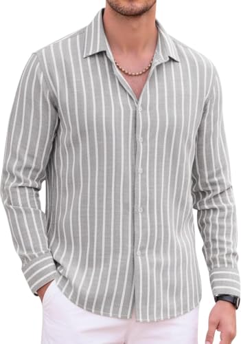 Image of Zombom Men's Regular Fit Vertical Striped Casual Shirt | Full Sleeve Cotton Blend Shirt for Men | Slim Fit Stylish Party