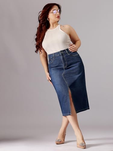 Image of Miss Chase A+ Women's Regular High Rise Above Knee Stretchable Denim Shorts & Skirts