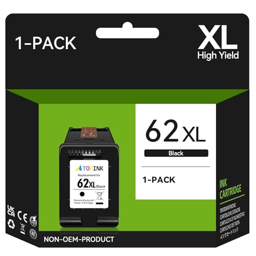 Cartouche d'encre noire reconditionnée HP 62 compatible Envy 5540 OfficeJet 5740