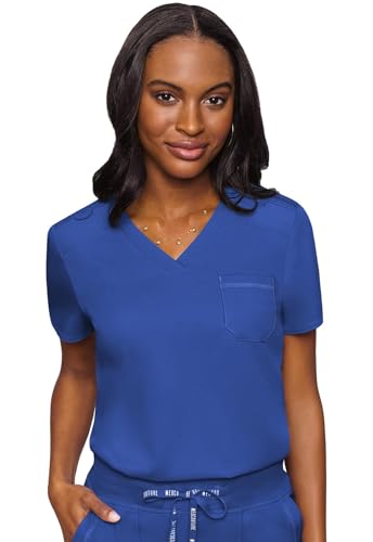 Image of Med Couture Touch Women's Scrub Tops V-Neck Tuck-in Top with 1 Pocket | Slim Fit, Touch Performance Fabric, Stretchy Rib-Knit Shoulders, Bungee Loop, 2-Way Stretch, Lightweight, for Long Shifts