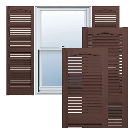 Ekena Millwork Lifetime Vinyl LL1S12X05500CL Standard Cathedral Top Center Mullion, Open Louver Vinyl Shutters, w/Installation Shutter-Lok's & Matching Screws (Per Pair), 12"W x 55"H, Clay by Ekena Millwork - Used condition - Image 5