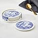 Spode Blue Italian Coasters for Drinks | Set of 4 | Ceramic Coasters and Holder | Tabletop Protection | Housewarming or Birthday Gift | Round (Blue/White)