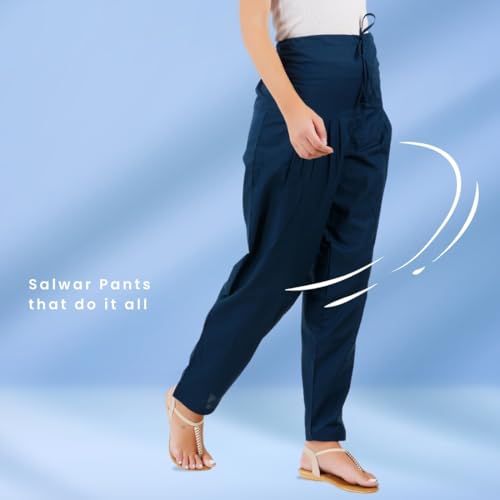 Image of Happy Bunny Salwar Pant - Modern Style Pure Cotton for Women - Ethnic Semi Patiala Trouser - Office,Home - All Day Comfort Wear with Drawstring