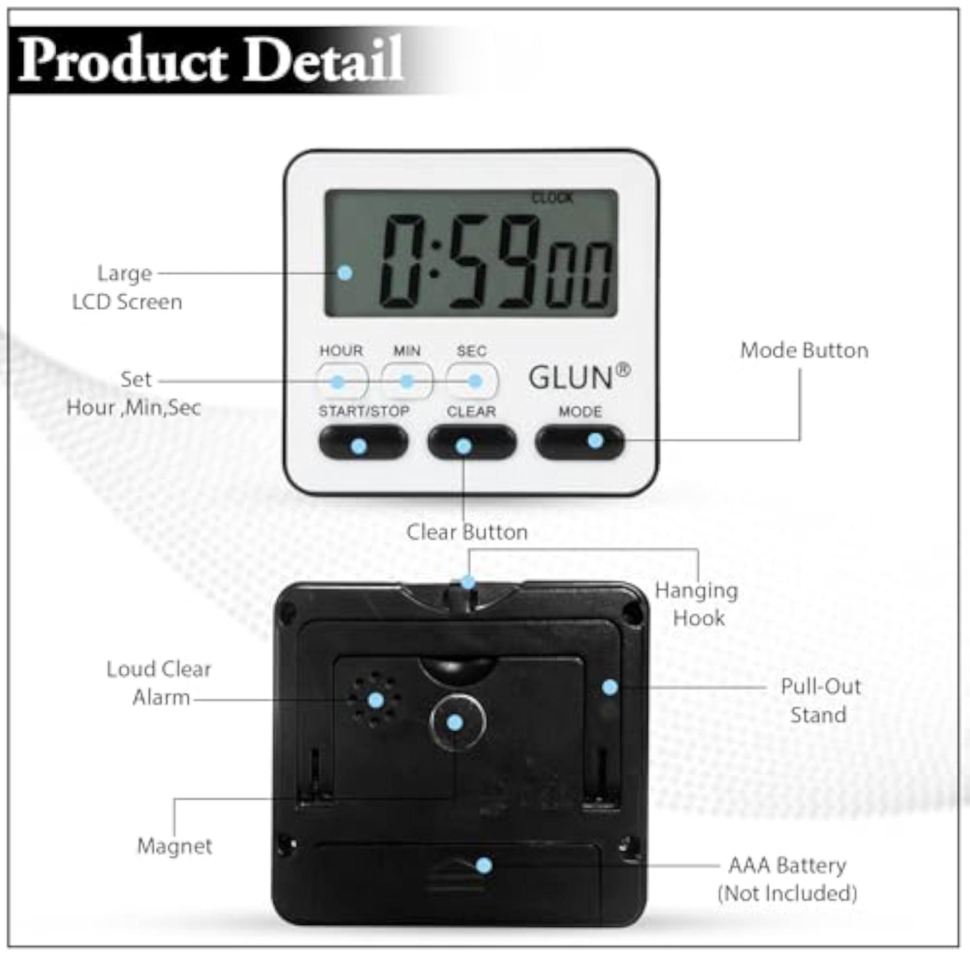 Digital Kitchen Timer with Clear Loud Alarm
