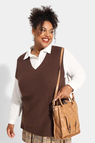Image of TIYOMI Plus Size Sweater Sleeveless Tops for Women Knitted Tank Tops XL-5XL
