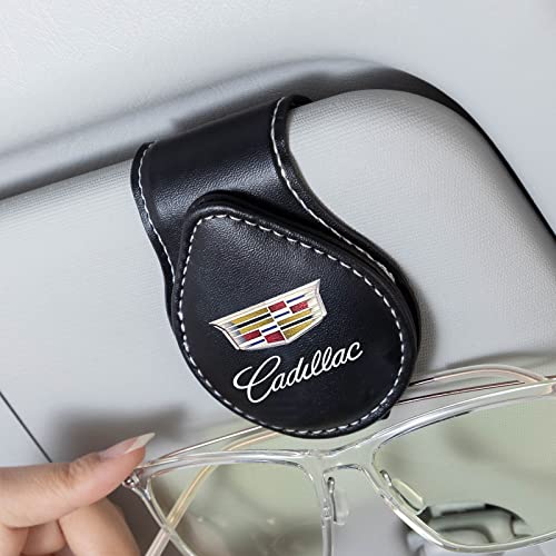 PPODKS Car Sunglass Holder, Eyeglass Holder for Cadillac ATS CTS EXT SRX XTS XLR Sedan ELR, Sunglass Hanger Mount for Car Sun Visor, Interior Accessories, Black