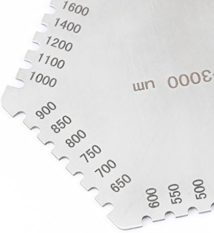 Hilitand Hexagon Wet Film Thickness Gauge Stainless Steel Wet Film Comb 25-3000um with Black Case