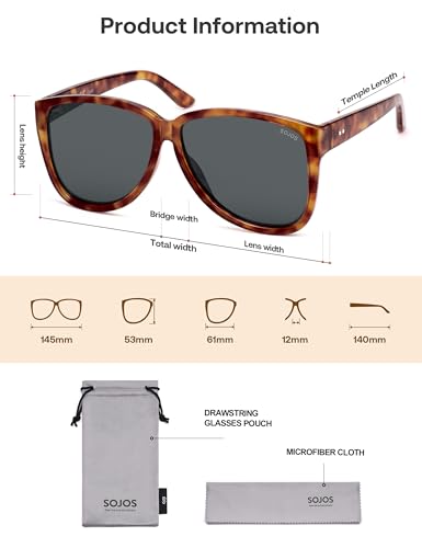 Image of SOJOS Trendy Big Oversized Polarized Sunglasses Womens Mens, 70s 80s Retro Vintage Pilot Shades SJ2643