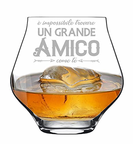 Colorfamily Bicchiere da Whisky o da Pinot con Incisione Amico Il Migliore di sempre con dedica Idea Regalo
