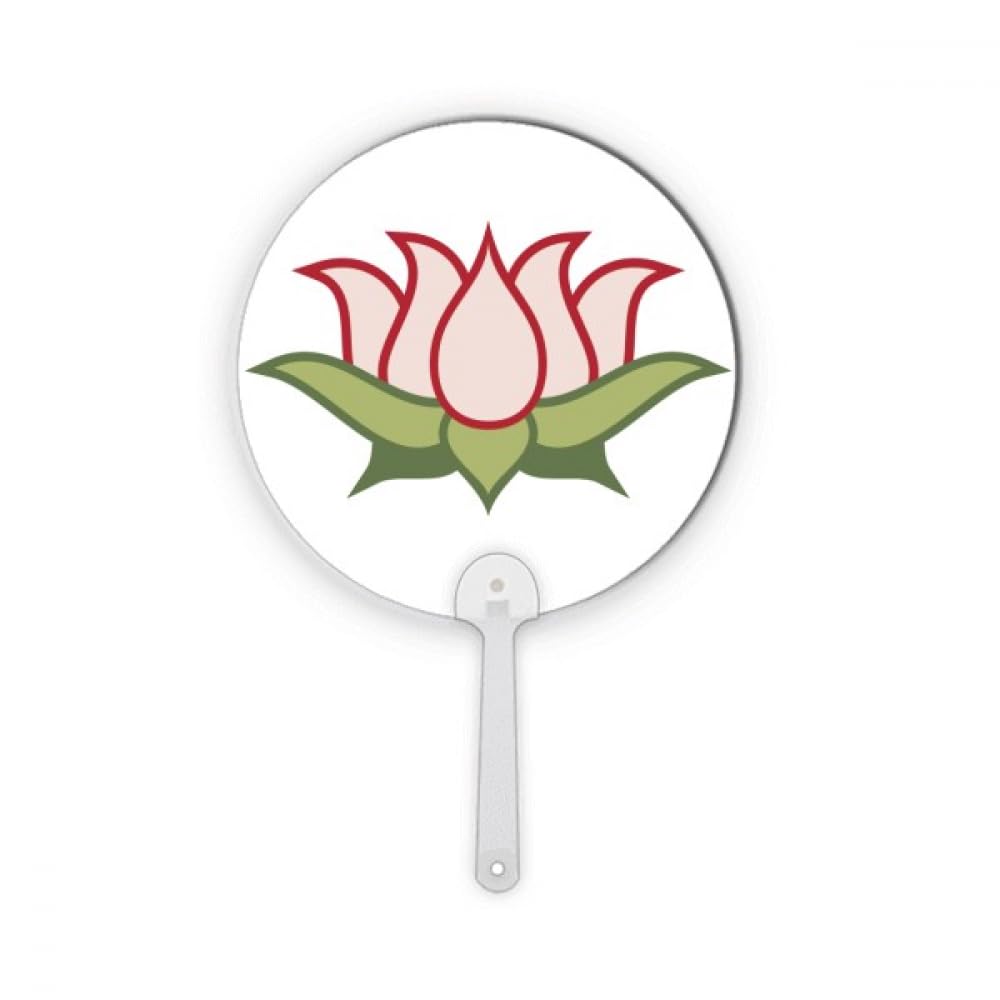 Éventail rond plastique contre la chaleur avec motif lotus décoratif chinois