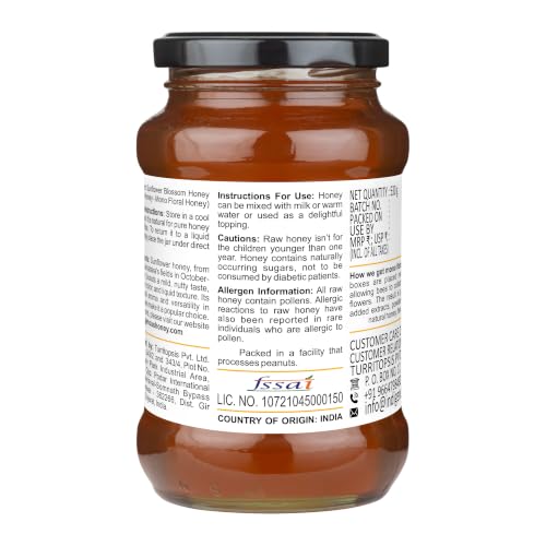 Image of INDIGENOUS HONEY Organic Sunflower Honey Raw Natural 17.64 oz Glass Jar