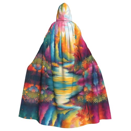 Cape à capuche adulte grand imprimé multicolore longue cape de déguisement