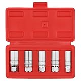 EMENTOL 5PCS 3/8" Drive Spark Plug Socket Set, CR-V, SAE and Metric, 3/8" Drive 6-Point Socket Set