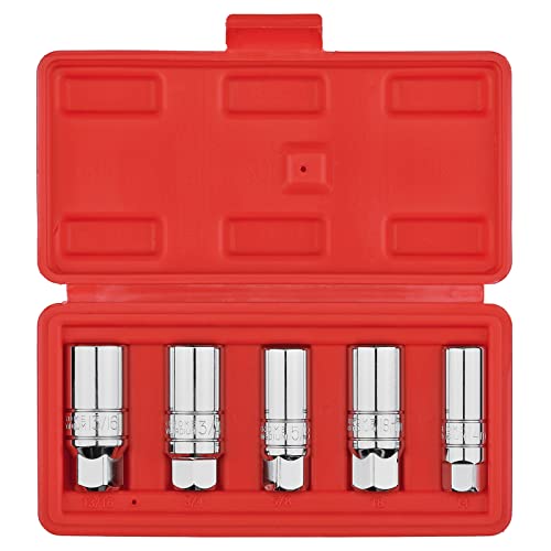Ementol 5Pcs 3/8" Drive Spark Plug Socket Set, Cr-V, Sae And Metric, 3/8" Drive 6-Point Socket Set #TOP7