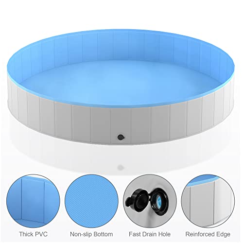 Niubya Foldable Dog Pool, Collapsible Hard Plastic Dog Swimming Pool, Portable Bath Tub For Pets Dogs And Cats, Pet Wading Pool For Indoor And Outdoor, 79 X 12 Inches #TOP2