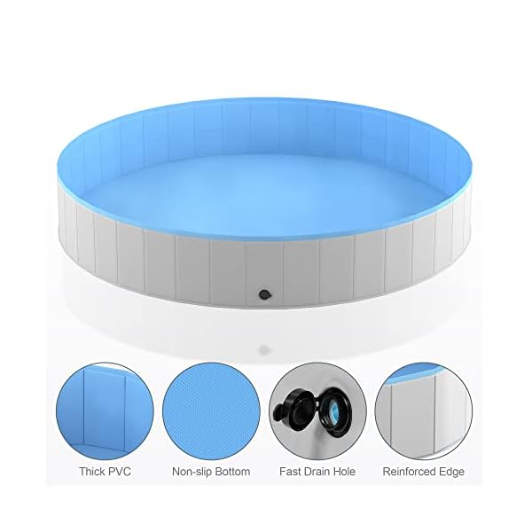Foldable Dog Pool - Niubya Collapsible Hard Plastic Swimming Pool