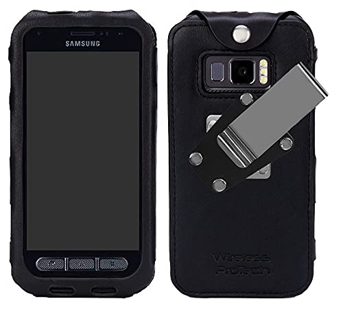 Wireless ProTech Case with Clip Compatible with Sonim XP8 Phone Model XP8800, Leather Frame Fitted Case with Quad Lock Belt Clip