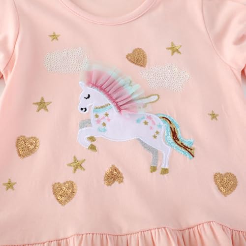 FreeLu Girls Christmas Dresses Longsleeve Cartoon Dress Striped Casual Cotton T-Shirt3