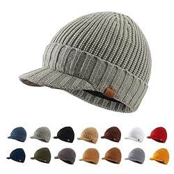 Magracy Gorro de punto de invierno para hombre con...: 70% acrílico, 30% lana y forro 100% poliéster, cálido, suave y cómodo de llevar Ajuste para circunferencia de cabeza de 58 a 60 cm Diseño práctico, combina bien con atuendos deportivos casuales Doble capa con patrón de punto para mantener el calor y ...